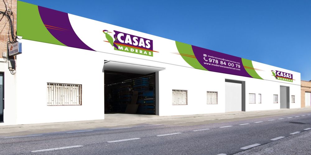 Fachada nave maderas Casas Alcorisa